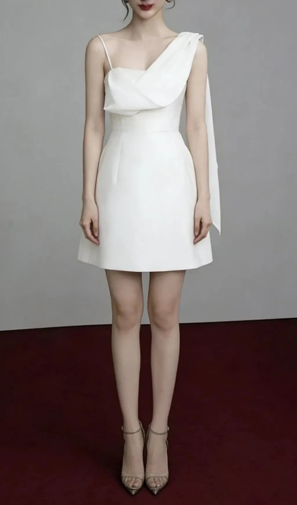 White Asymmetrical One-Shoulder Mini Dress Flowering Girl