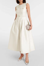 Jocelyn Bowknot-Side Bandage Strapless Maxi Dress In Apricot Flowering Girl
