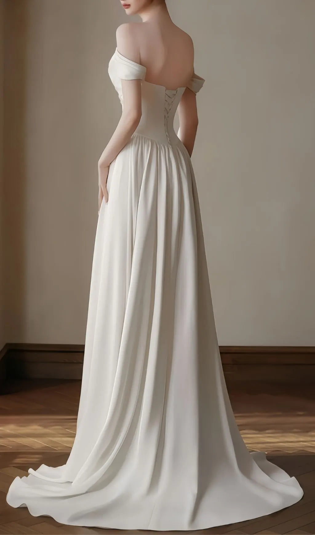 Leanni White Off-Shoulder Wedding Dress Flowering Girl