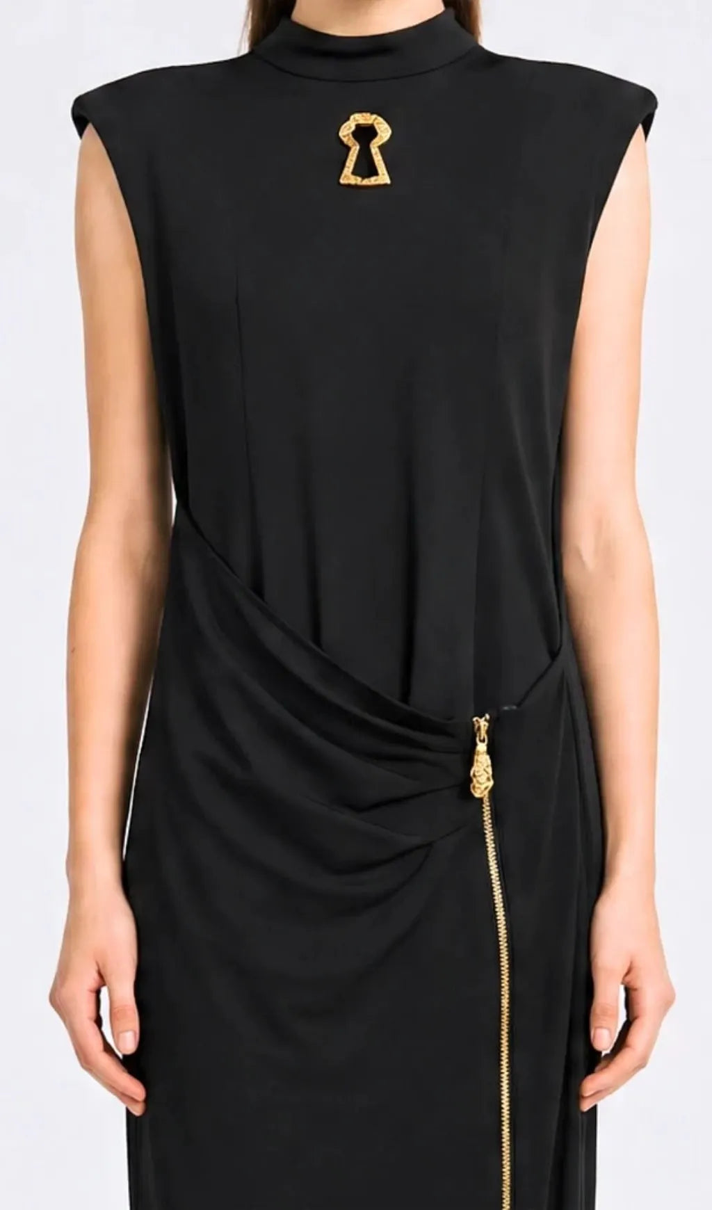 Leifs Sleeveless Zip Maxi Dress - Black Flowering Girl