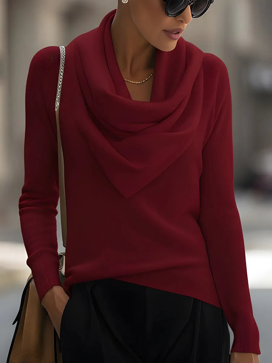 Draped Cowl Neck Long-Sleeve Top Flowering Girl