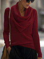 Draped Cowl Neck Long-Sleeve Top Flowering Girl