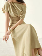 Mairwen Ruched Maxi Dress Flowering Girl