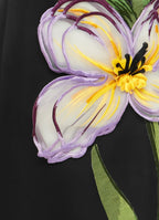Lucinda Appliqué Floral Maxi Dress in black Flowering Girl