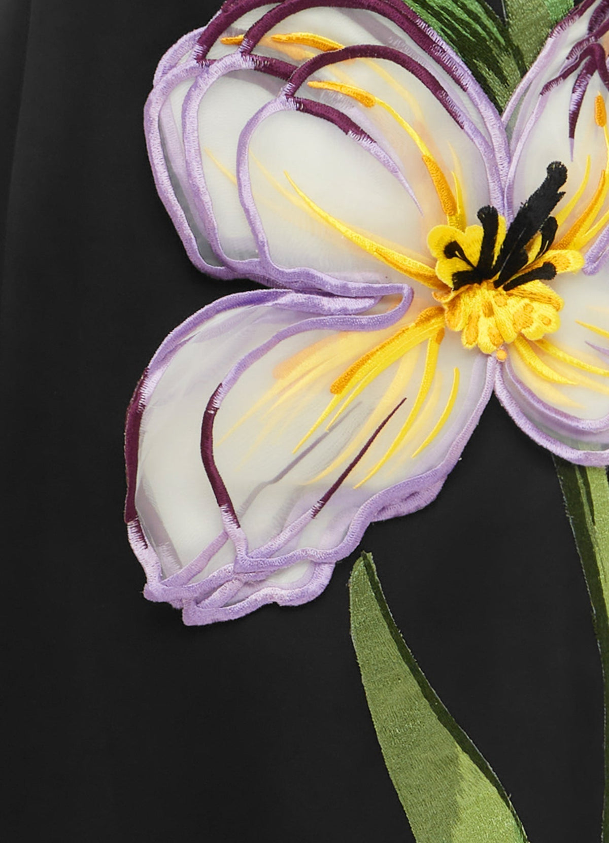 Lucinda Appliqué Floral Maxi Dress in black Flowering Girl