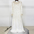White Long Sleeve Beaded Diamond Maxi Dress Flowering Girl