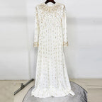 White Long Sleeve Beaded Diamond Maxi Dress Flowering Girl
