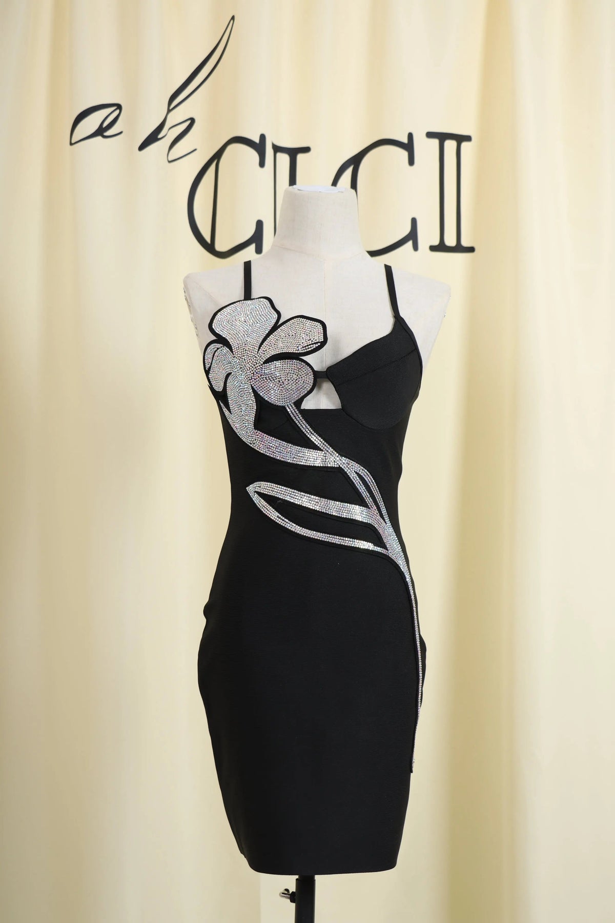 Crystal Flower Bandage Mini Dress Flowering Girl