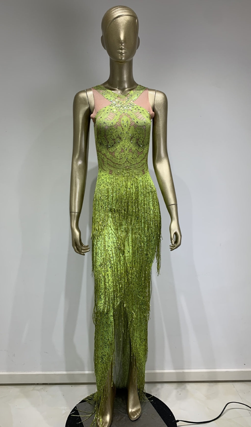 Analú Floral Crystal Fringe Midi Dress Flowering Girl