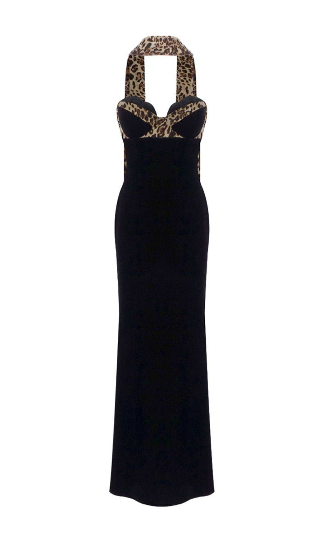 Fox Black Leopard Velvet Maxi Dress Flowering Girl