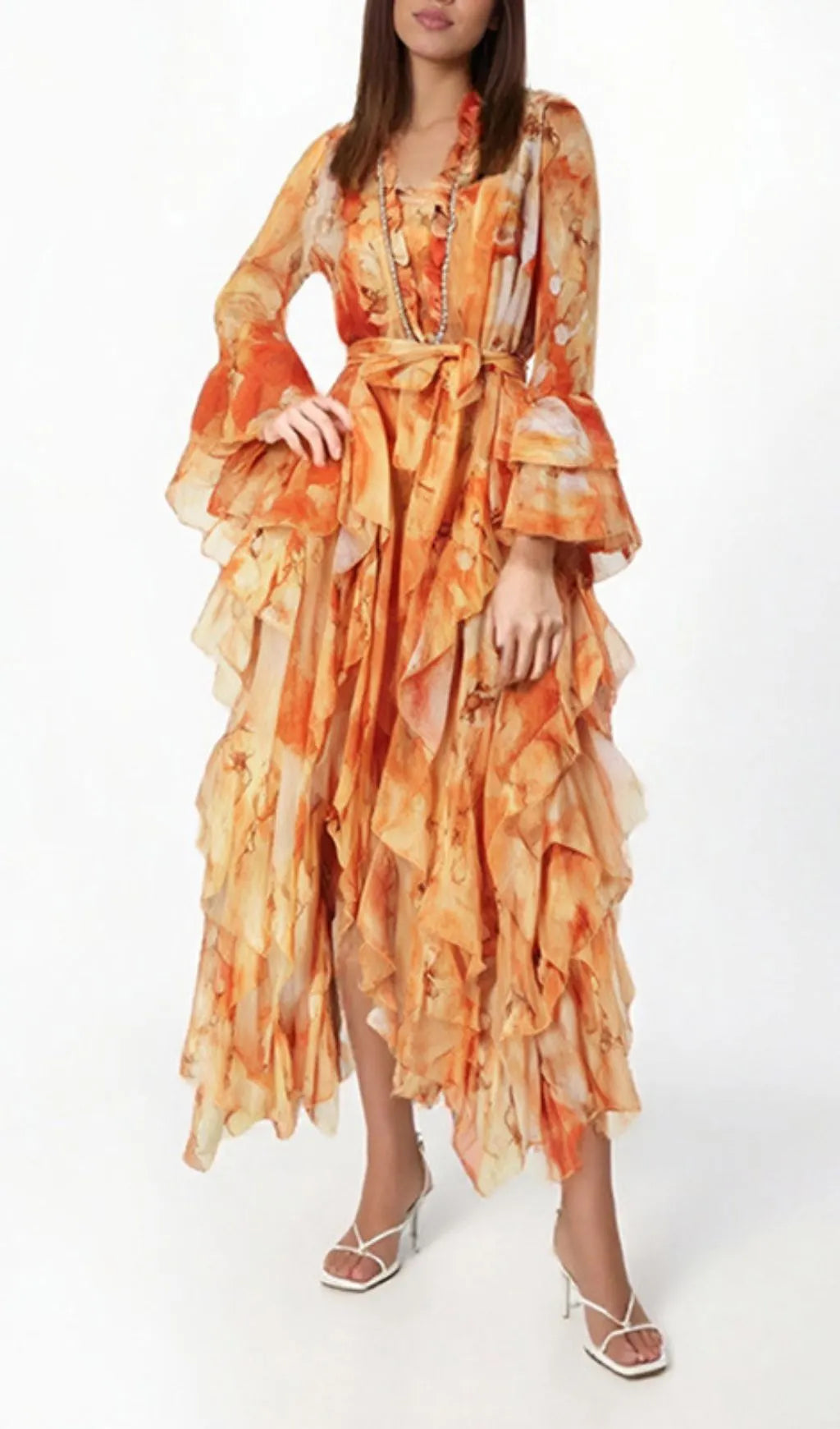 Gillian Printed Long Sleeve Maxi Dress Flowering Girl
