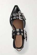Anabella Buckle Ballerinas - Black Flowering Girl