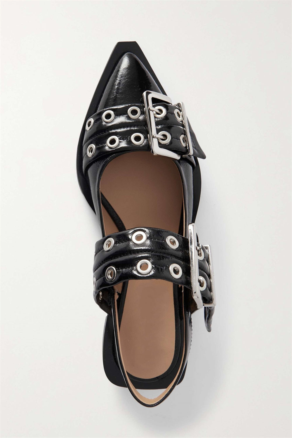 Anabella Buckle Ballerinas - Black Flowering Girl