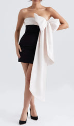 Black & Ivory Bow Mini Dress Flowering Girl