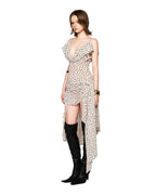 Polka Dot Sleeveless Irregular Hem Midi Dress In Apricot Flowering Girl