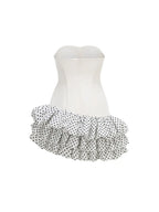Maleni White Strapless Bustier Polka Dot Bubble Dress Flowering Girl