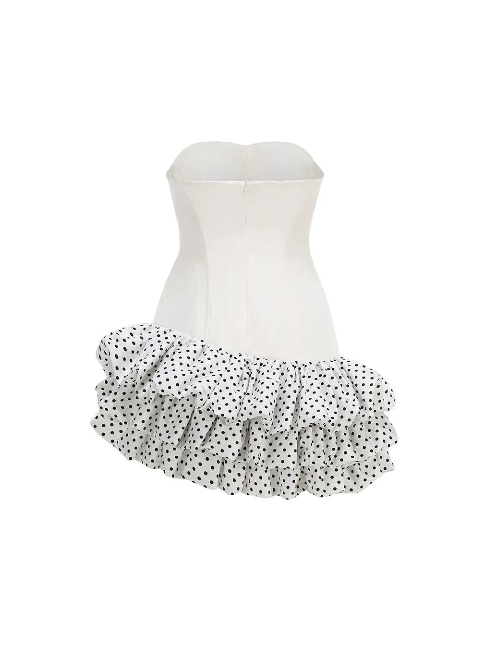 Maleni White Strapless Bustier Polka Dot Bubble Dress Flowering Girl