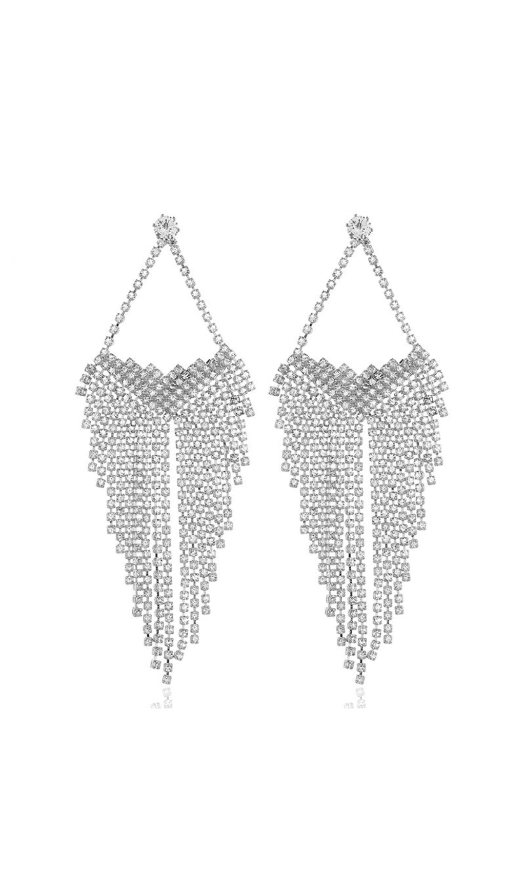 Silver Statement Teardrop Tassel Earrings Flowering Girl