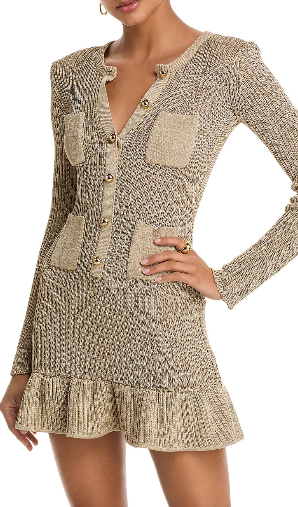 Metallic Knit Mini Dress Flowering Girl