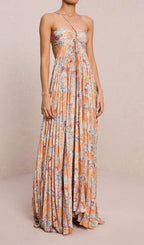Dorisa Printed Backless Maxi Dress Flowering Girl