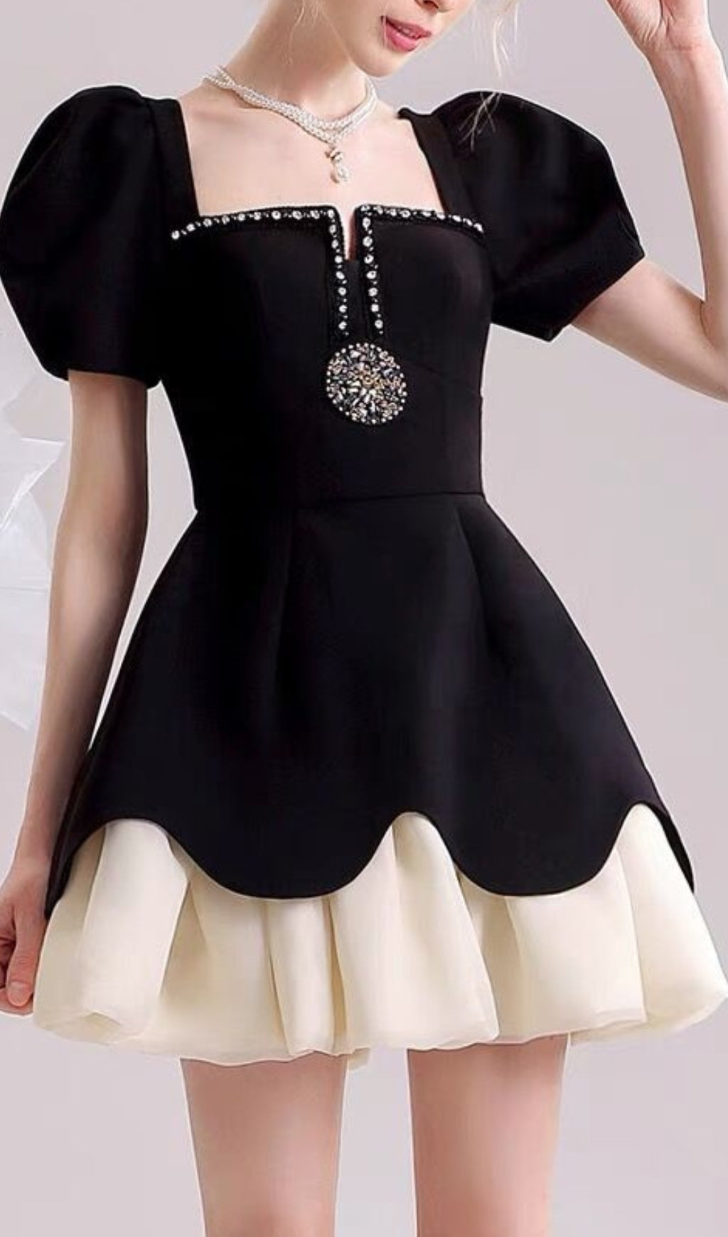 Cayla Black Puff Sleeve Mini Dress Flowering Girl