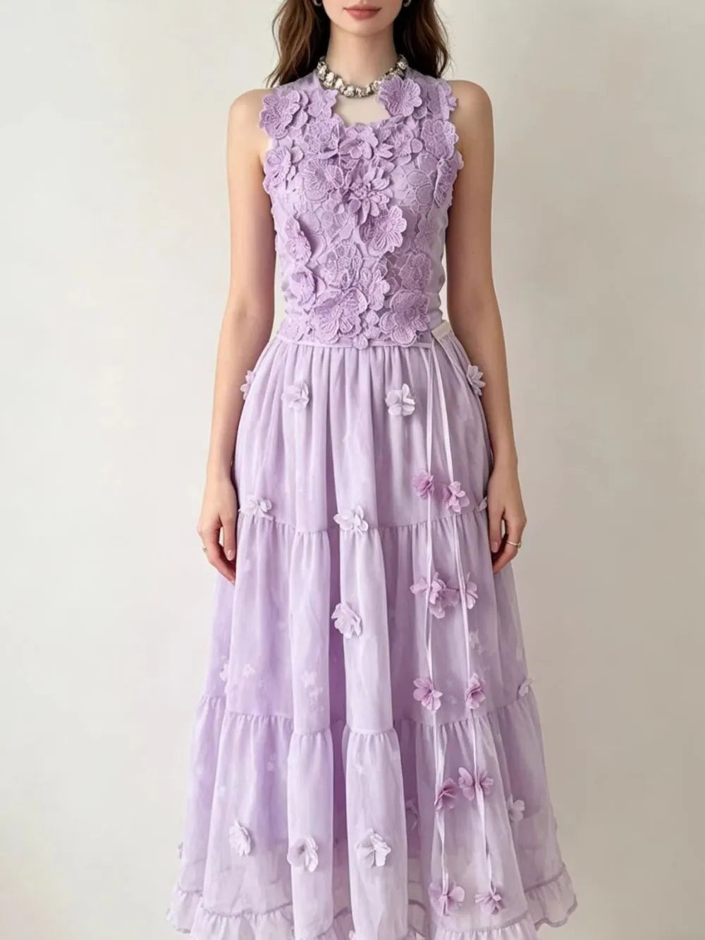 Miakoda Purple Flower Two-Piece Set Flowering Girl