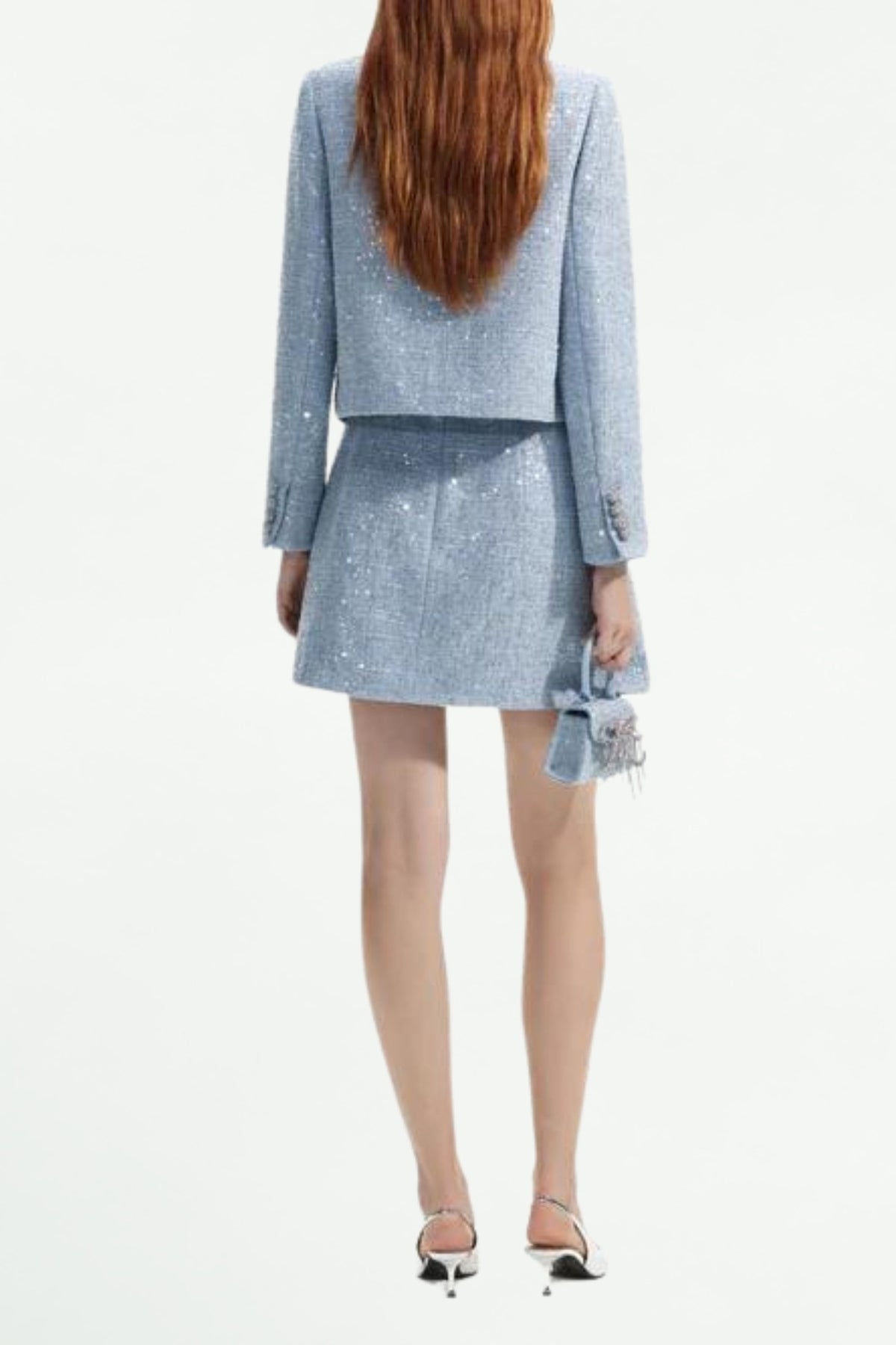 Blue Sequin Boucle Jacket Flowering Girl