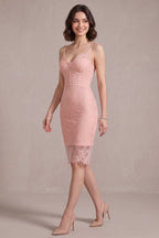 Light Pink Floral Lace Bodycon Dress Flowering Girl