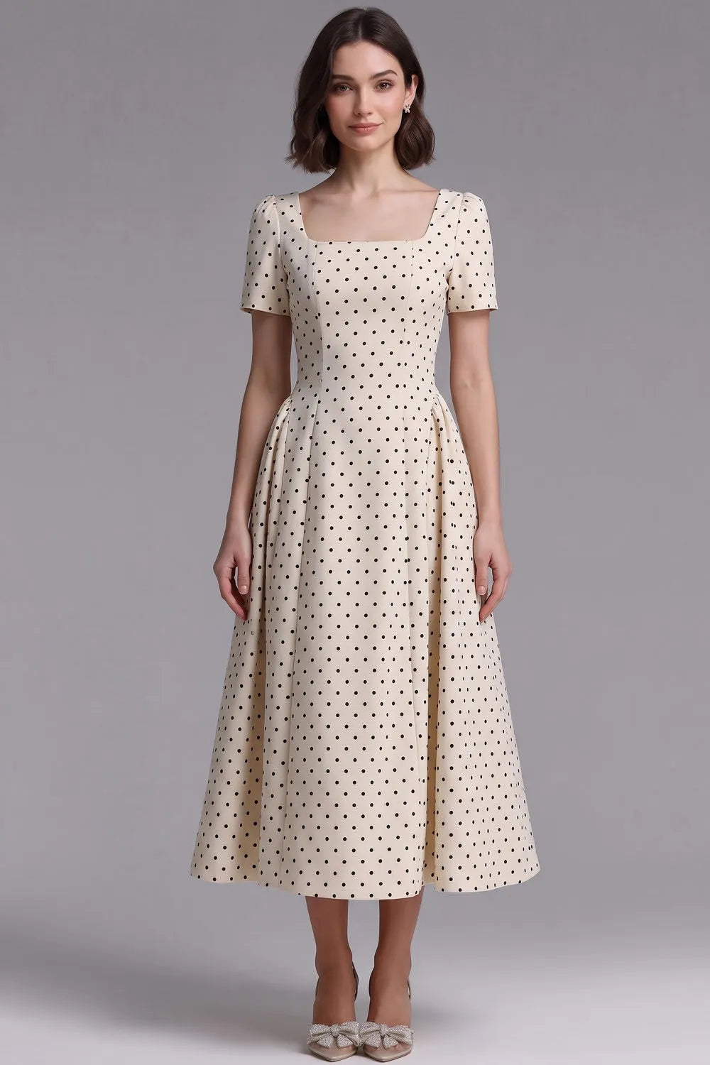 Cream Woven Cotton-Blend Fit-And-Flare Dress Flowering Girl