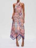 Foley Halterneck Printed Midi Dress Flowering Girl