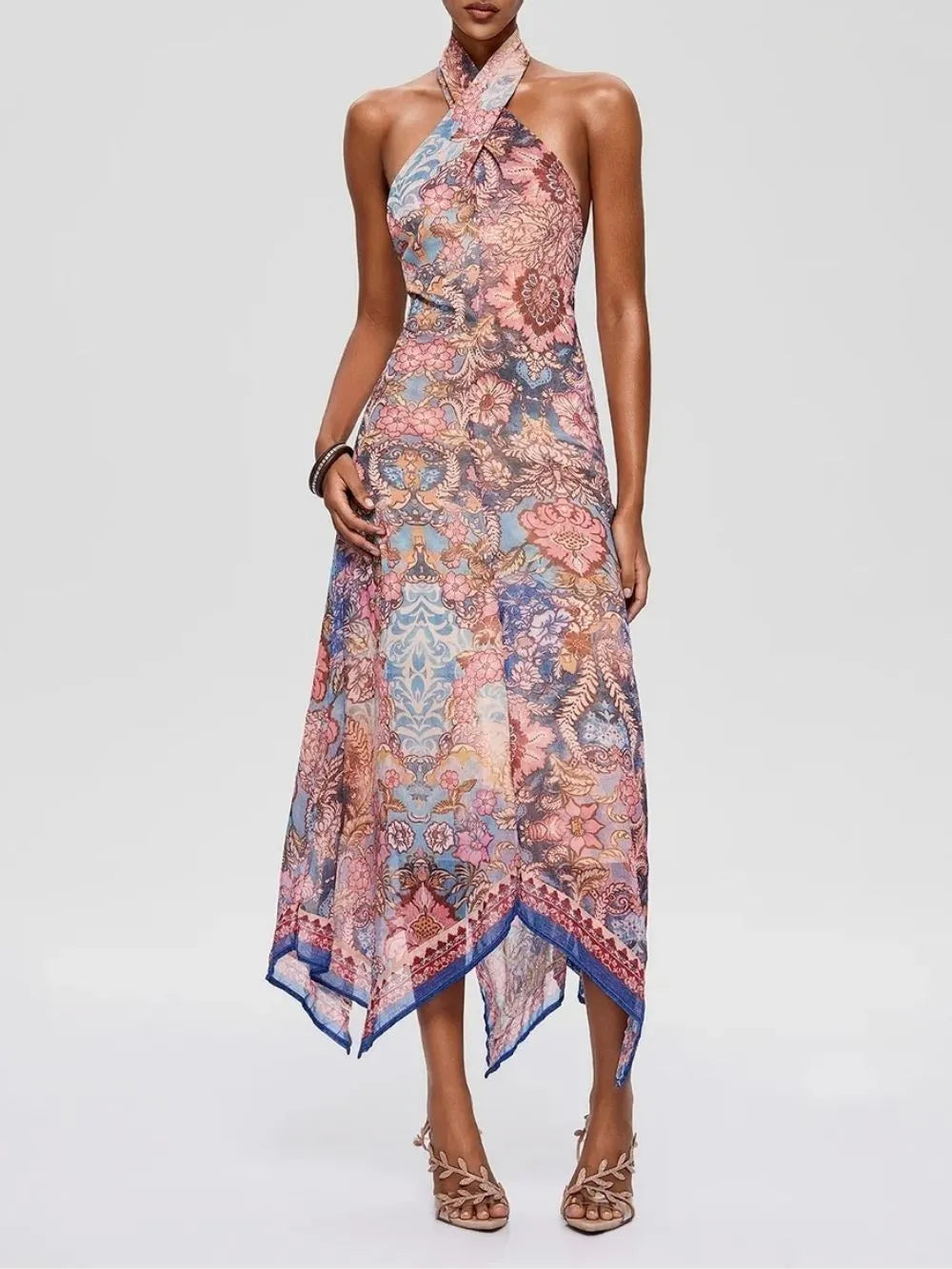 Foley Halterneck Printed Midi Dress Flowering Girl