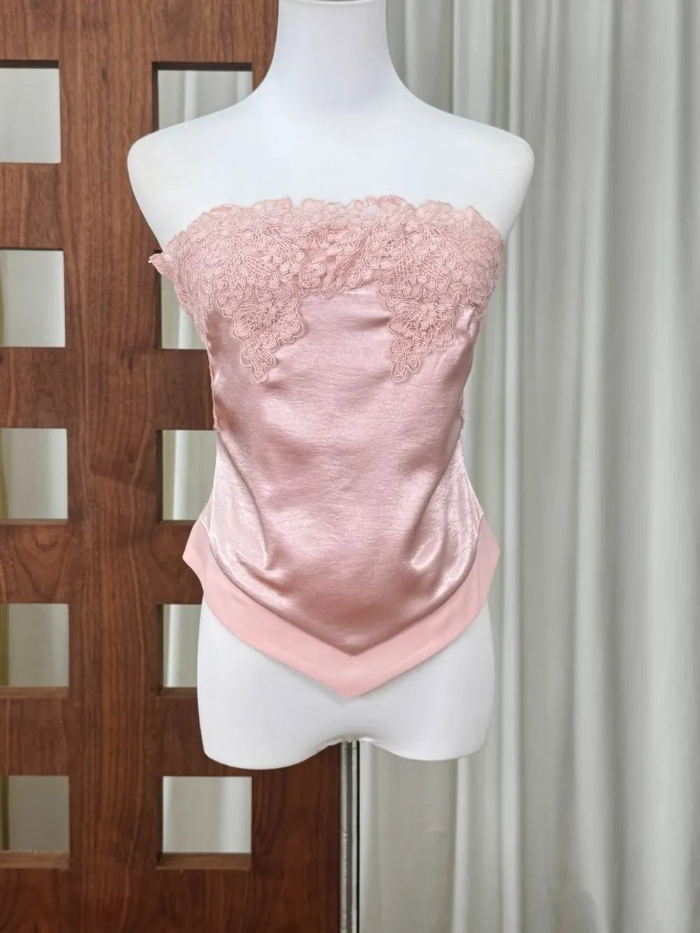 Maysie Pink Strapless Lace Top Flowering Girl