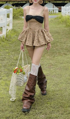 Kasi Khaki Dot Two-Piece Set Flowering Girl