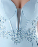 Light Blue Lace-Up Back Floor-Length Evening Gown Flowering Girl