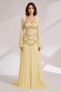 Pale Yellow Chiffon a-Line Gown Flowering Girl