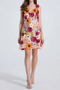 Georgia 3d Floral Lace Mini Dress In Apricot Flowering Girl
