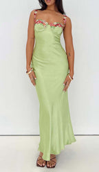 Floral Strap Satin Dress Flowering Girl
