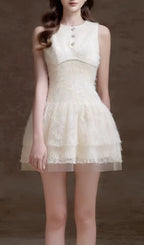 Elfreda White Lace Mini Dress Flowering Girl