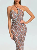 Liora One Shoulder Crystal Maxi Dress Flowering Girl