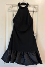 Bubble Hem Halter Mini dress in black Flowering Girl