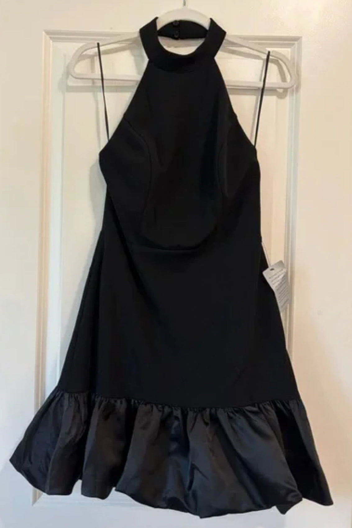 Bubble Hem Halter Mini dress in black Flowering Girl