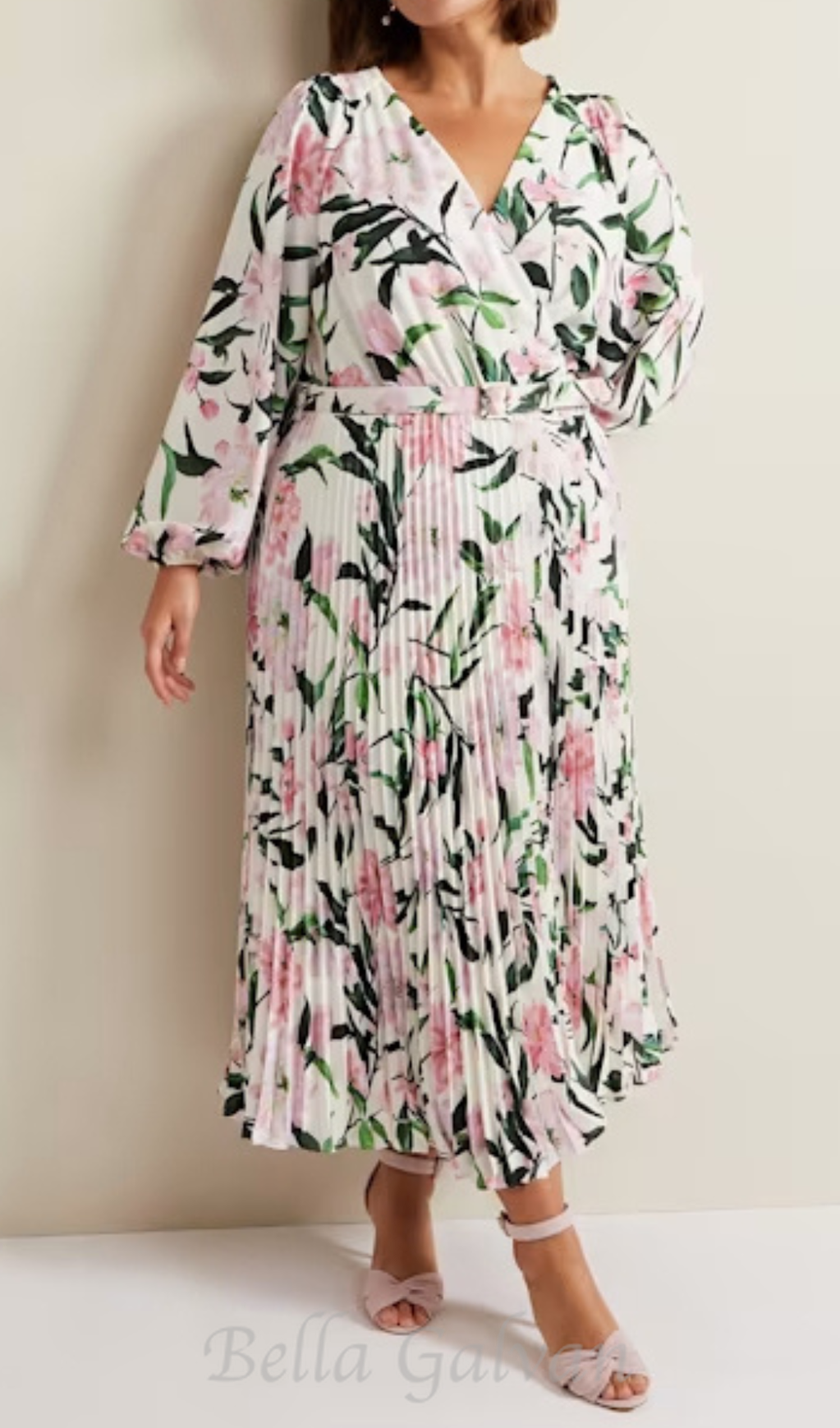 multi-coloured penny floral pleat midi dress Flowering Girl