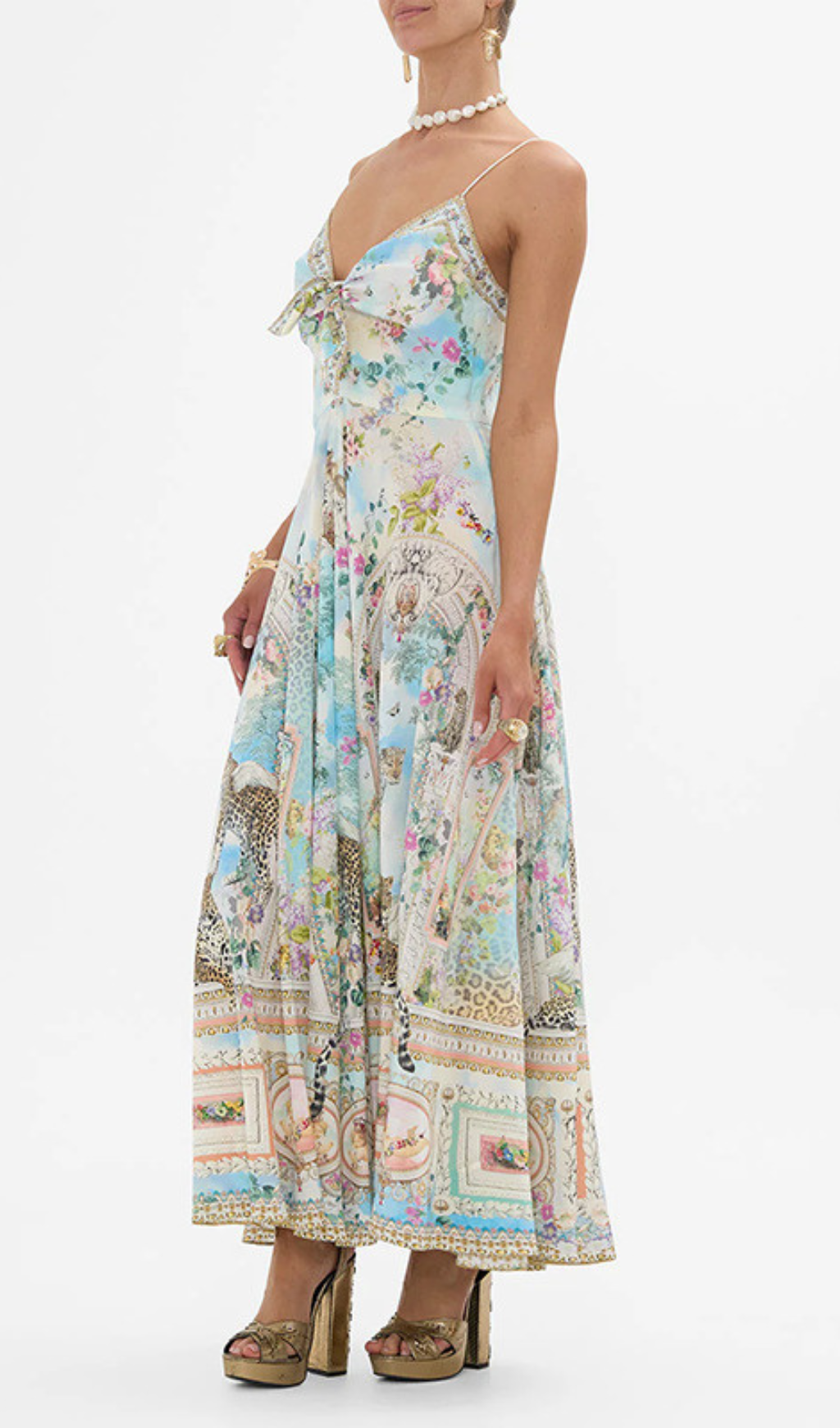 Gaynell Strappy Printed Maxi Dress Flowering Girl