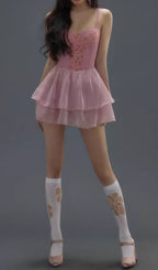 Danika Pink Floral Dress Swimsuit Flowering Girl