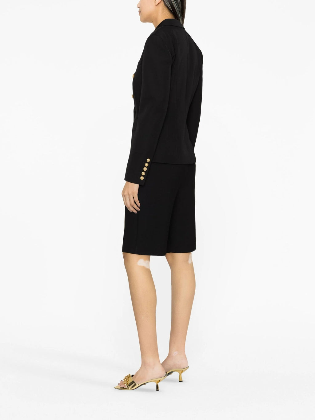 BLACK 6-BUTTONS DOUBLE-BREASTED BLAZER Flowering Girl