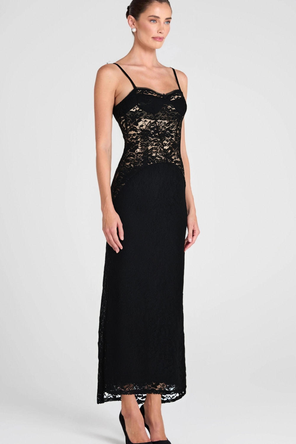 Spaghetti Lace Maxi Dress Flowering Girl