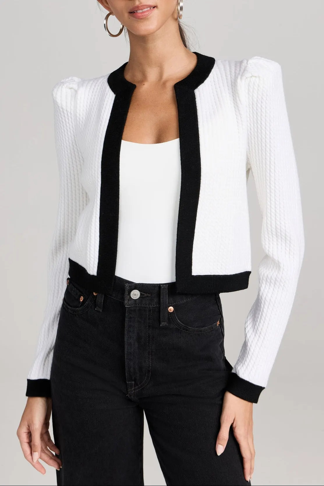 Trina Cable Structured Cropped Cardigan Flowering Girl