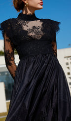 Bavo Black Lace Long Sleeve Maxi Dress Flowering Girl