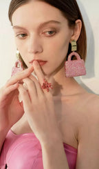 Leimomi Pink Diamante Earrings Flowering Girl