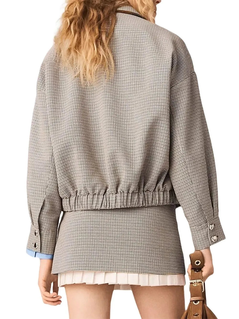Checked Bomber Jacket Flowering Girl